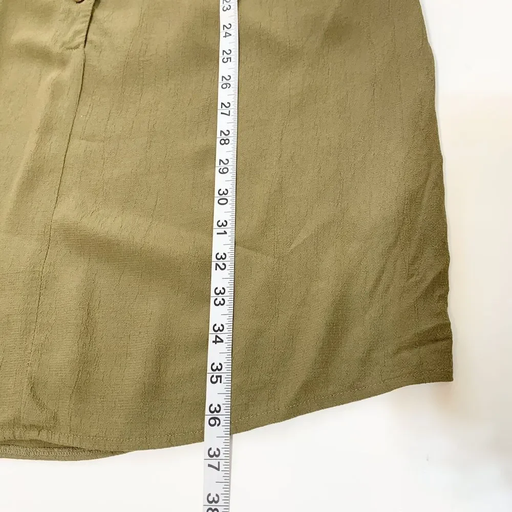 ASOS Womens Dress Olive Green Short Sleeve Tie Waist Button Front Size 8 - Picture 12 of 12